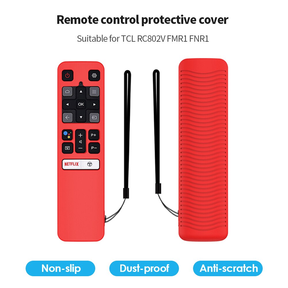 Funda protectora de silicona con cordón para mando a distancia, funda protectora para TCL RC802V FMR1 FNR1 155x40x18m