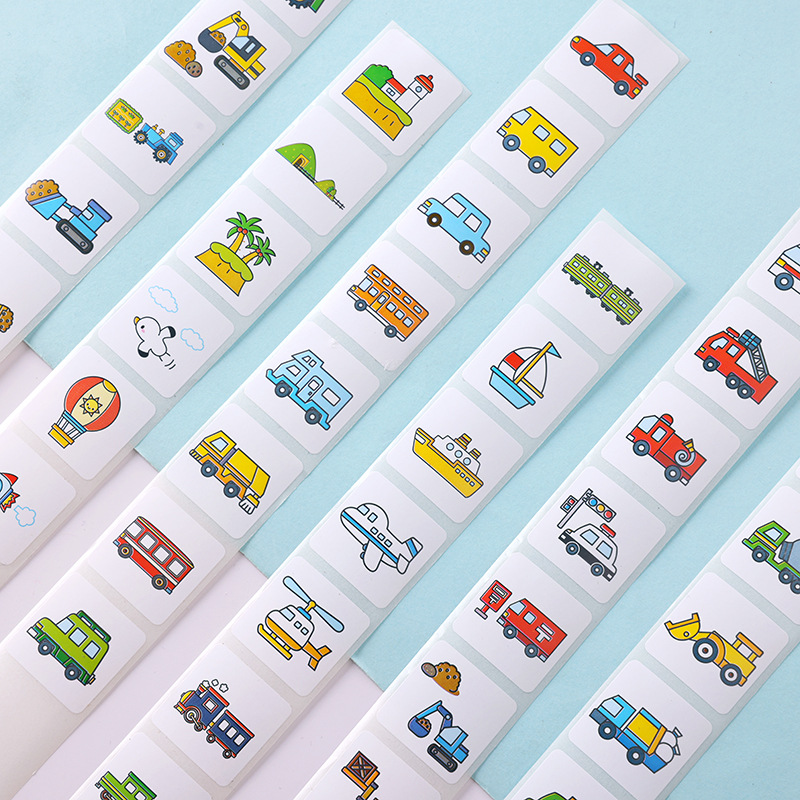 500 Stuks Cartoon Transport Auto Labels Stickers Kinderen Beloning Puzzel Stickers Verjaardagsfeestje Cadeau Decoratief Label Scrapbooking