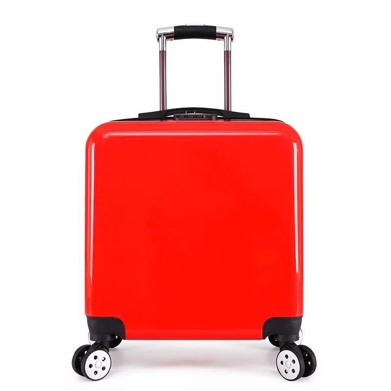 Trendy Trolley Case Universele Wiel 20 Inch Mode Eenvoudige Effen Kleur Student Boarding Koffer Unisex Kleine Trolley Case: red