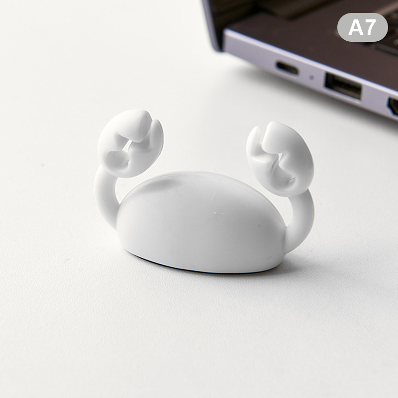 Cute Crab Cable Organizer Clip Data Cable Stand Mobile Phone Charging Cable Organizers Fixer Desk Self-Adhesive Wire Tidy Holder: PURPLE
