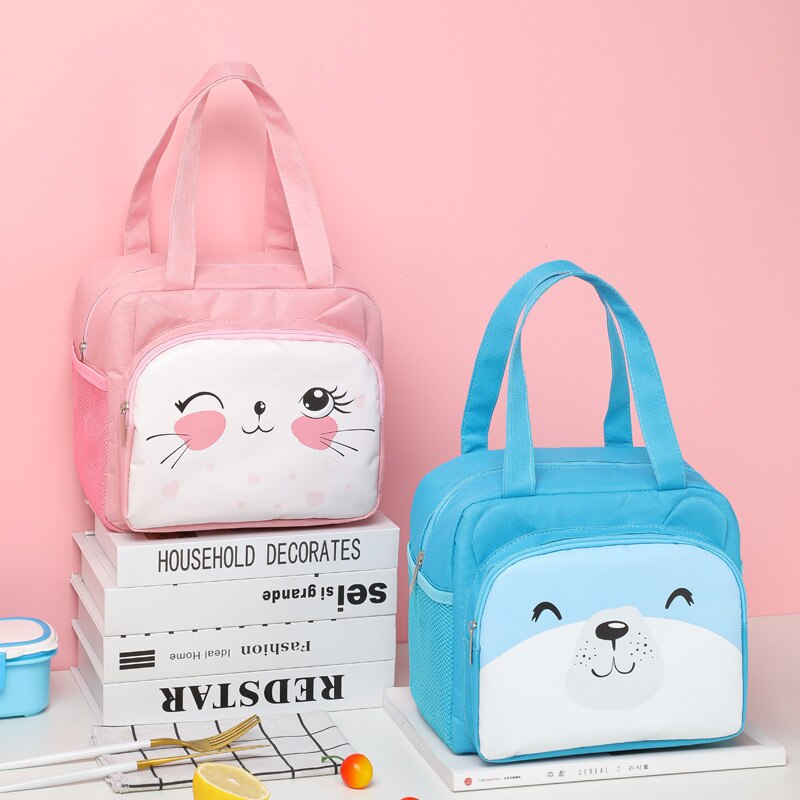 Bolsa térmica kawaii para mujer, bolsa de pícnic escolar con aislamiento térmico a prueba de agua para chico, bolso de almuerzo con asa, bolsa enfriadora portátil con dibujos animados