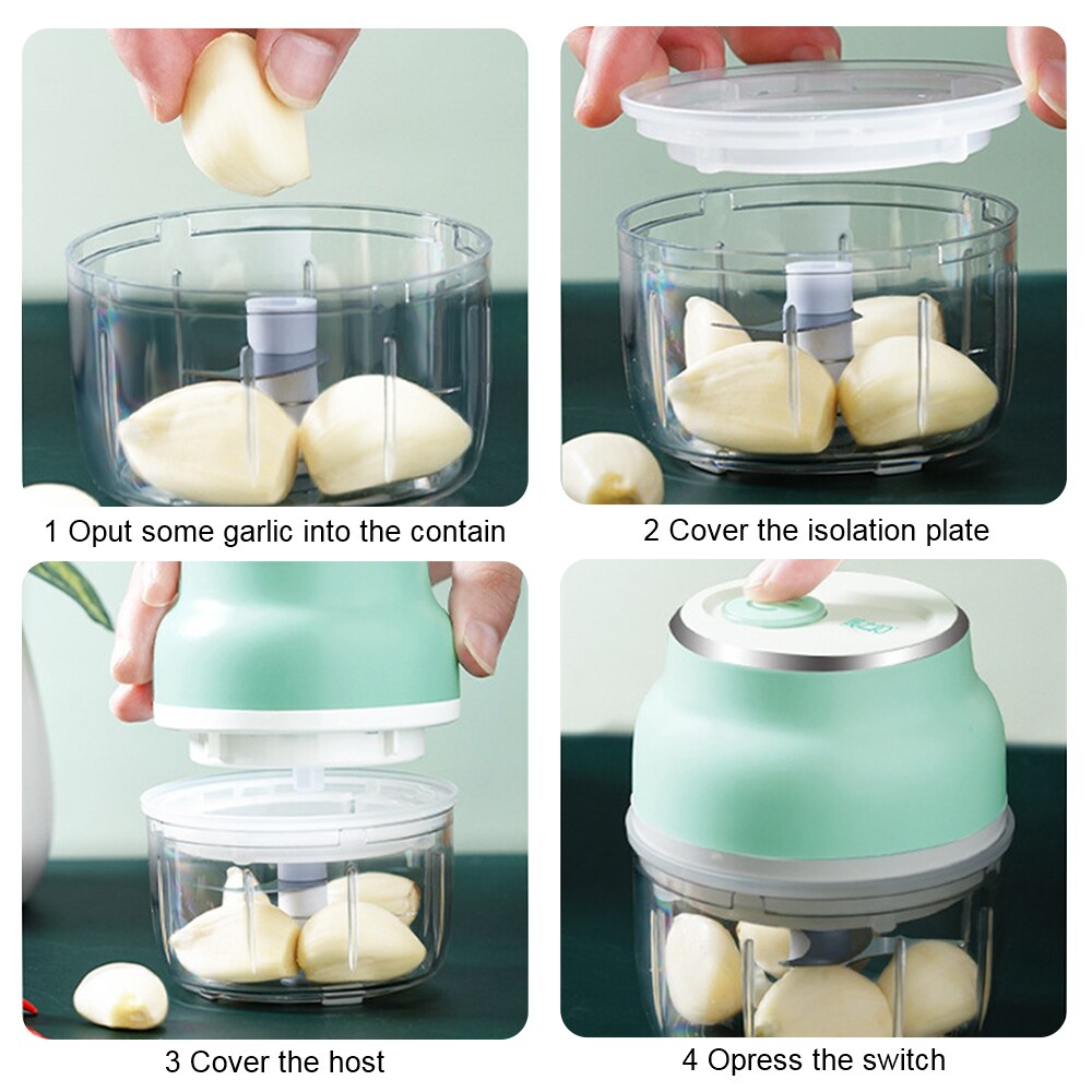 Garlic Artifact Mini Crushed Garlic Masher Machine Electric Garlic Food Vegetable Chopper Squeezer Kitchen Gadget Meat Grinder