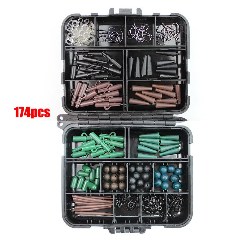 160pcs/box Fishing Accessories Kit Including Jig Hooks fishing Sinker weights fishing Swivels Snaps with fishing tackle box Fish