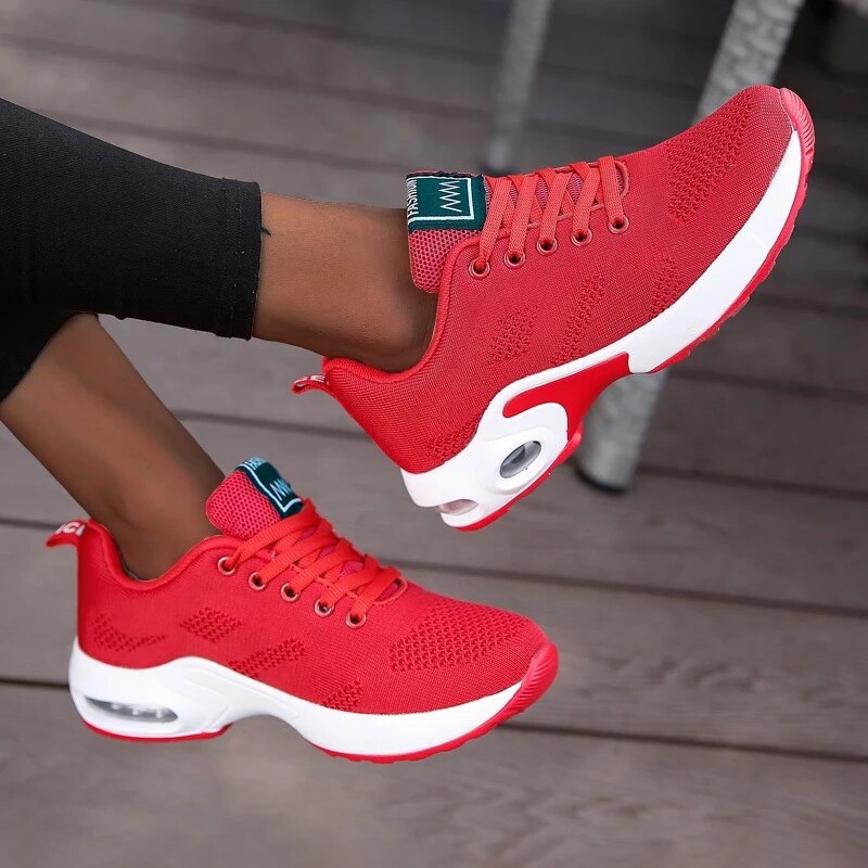 Scarpe Casual da donna Scarpe basse da passeggio in mesh traspirante Scarpe da ginnastica con plateau Scarpe da ginnastica vulcanizzate da donna Tenis Calzature femminili bianche: Rosso / 40