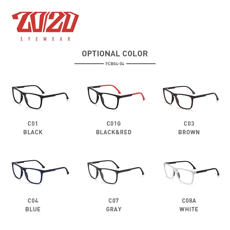 20/20 Tr90 Brilmontuur Mannen Vierkante Brillen Mannelijke Klassieke Volledige Optische Brillenglazen Frames Gafas Oculos FCB04-04