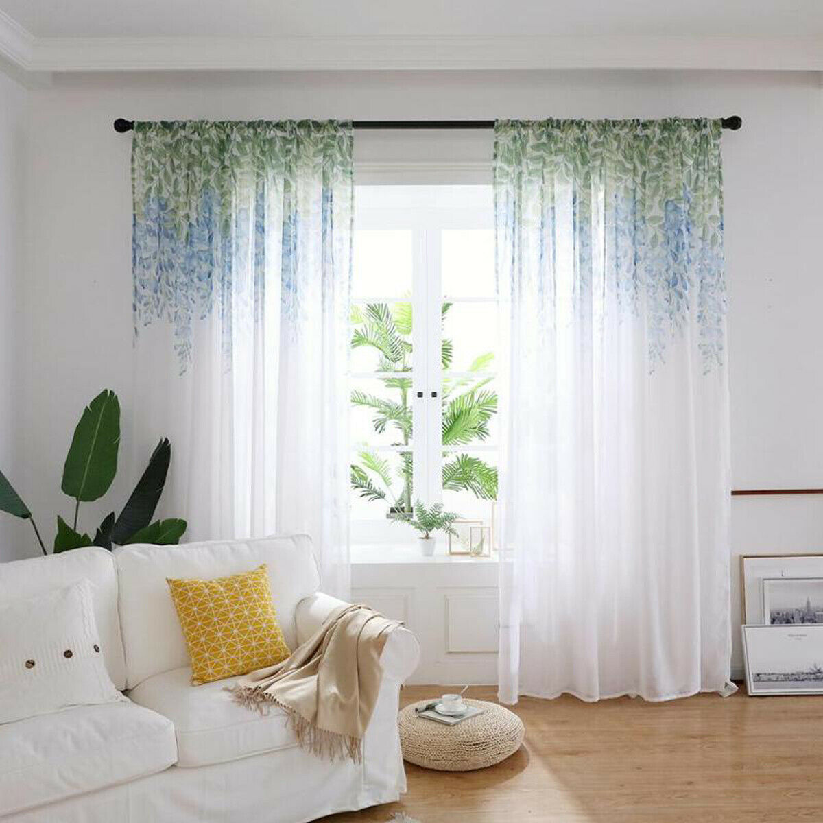 Cortina para ventana y puerta de 2 estilos, cortina transparente para ventana y puerta, con cenefas, para sala de estar, decoración del hogar, cenefas de gasa transparentes
