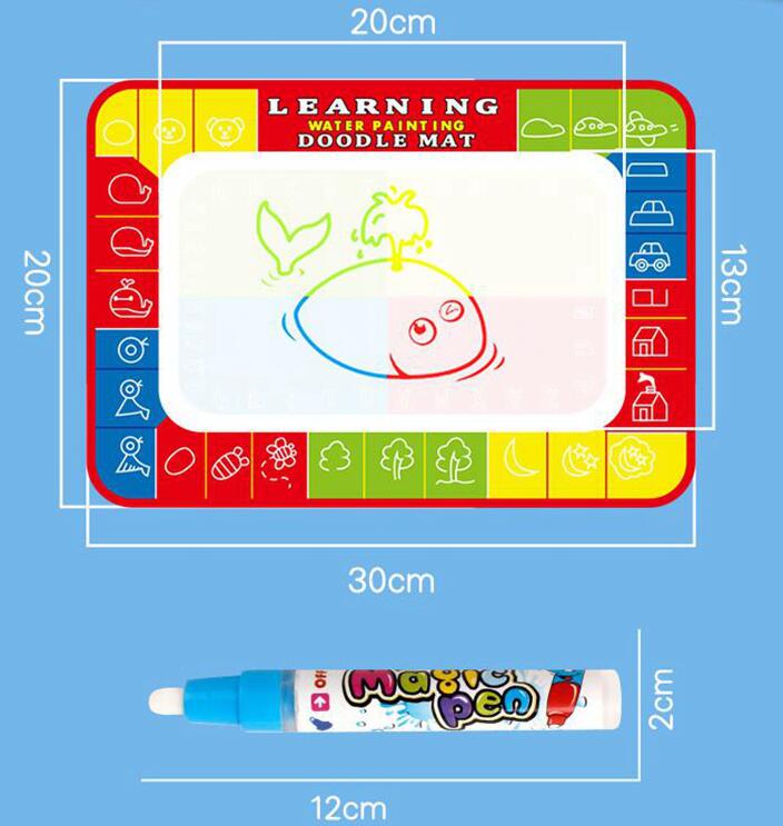 Kids Magic Water Drawing Doek Met Doodle Schilderij Pen Water Schilderen Mat Voor Kinderen Vroege Onderwijs Graffiti Tekening Speelgoed: 30x20 cm