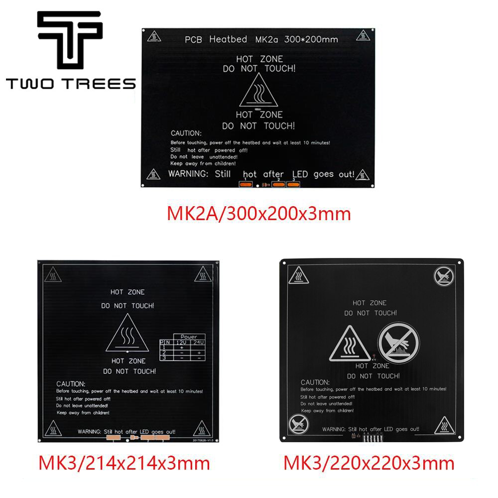 Pieza de impresora 3D MK3 heatbed 220x22 0/250/300x20 0/310 310mm x 12V/24V, cama calefactable de aluminio mejorada para impresora 3d
