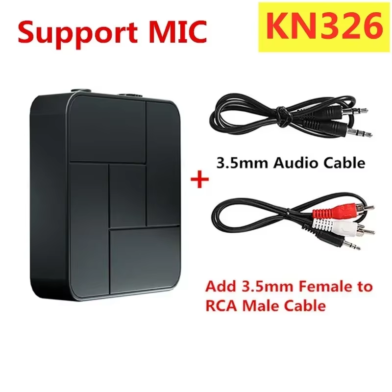 KN319 receptor transmisor Bluetooth 2 en 1 convertidor receptor de Audio estéreo adaptador inalámbrico con RCA 3,5 MM AUX para coche TV PC: Marrón