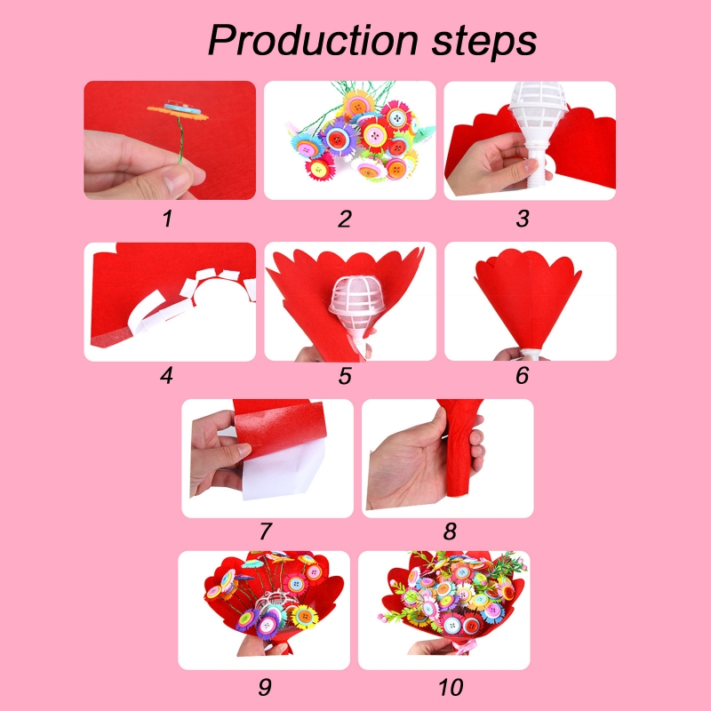 Bottone per bambini Bouquet di feltro kit di progetti per la creazione di arte materiale per bambini in scuola classe d&#39;arte puntelli didattici regalo fatto a mano