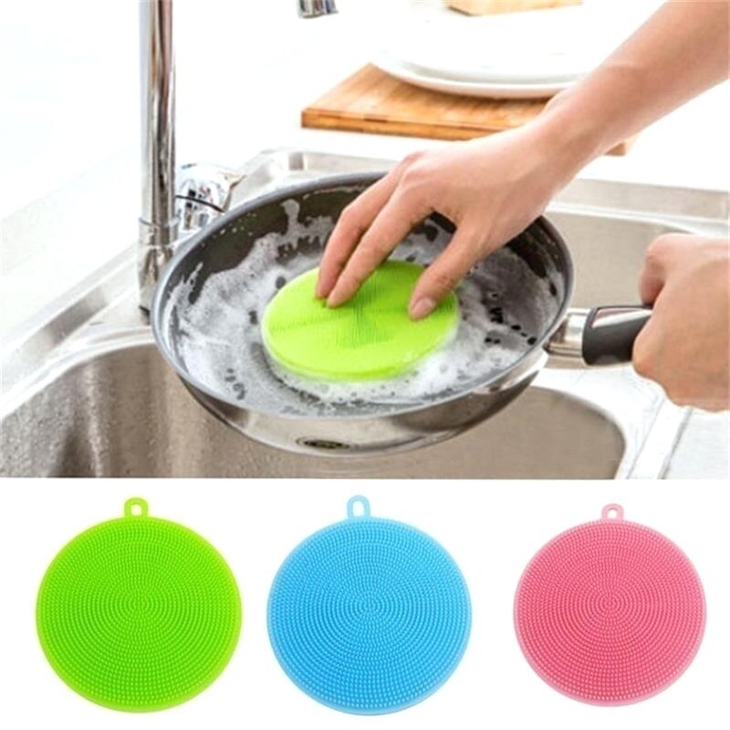 Éponge SiliCône - 5 Pièces Nettoyer éponge Cuisine Antibactérien Multicolore Pour Nettoyage Ustensiles De Cuisine Pour Légumes,Fruits Aliments Grade SiliCône Scrubbers Brosse(Ronde)-Fei Yu - Foto 12