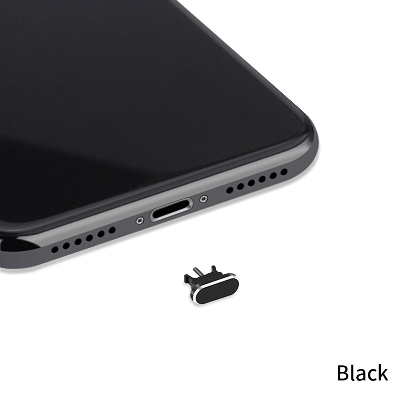Enchufe de Metal para tarjeta SIM, aguja de doble uso para iPhone X, Xr, 8, 7, 6, 5s plus, evita el polvo: Black
