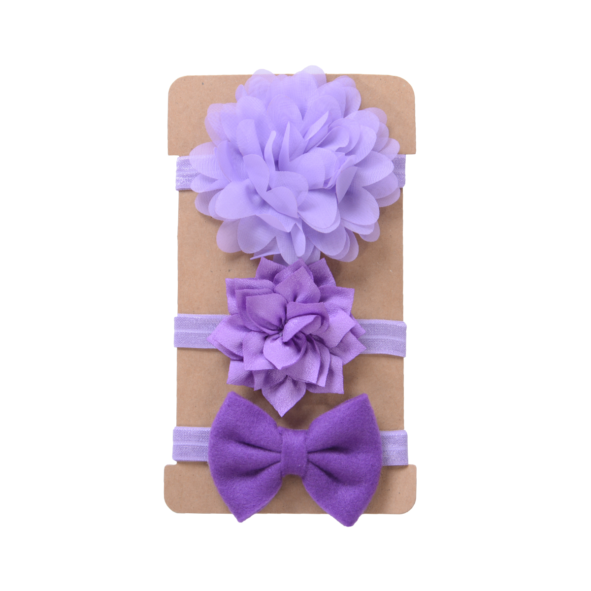 Conjunto de Diadema con lazo para bebé y niña, Bandage para la cabeza con lazo, diadema de flores para el pelo, accesorios de ropa infantil, 3 piezas: Morado