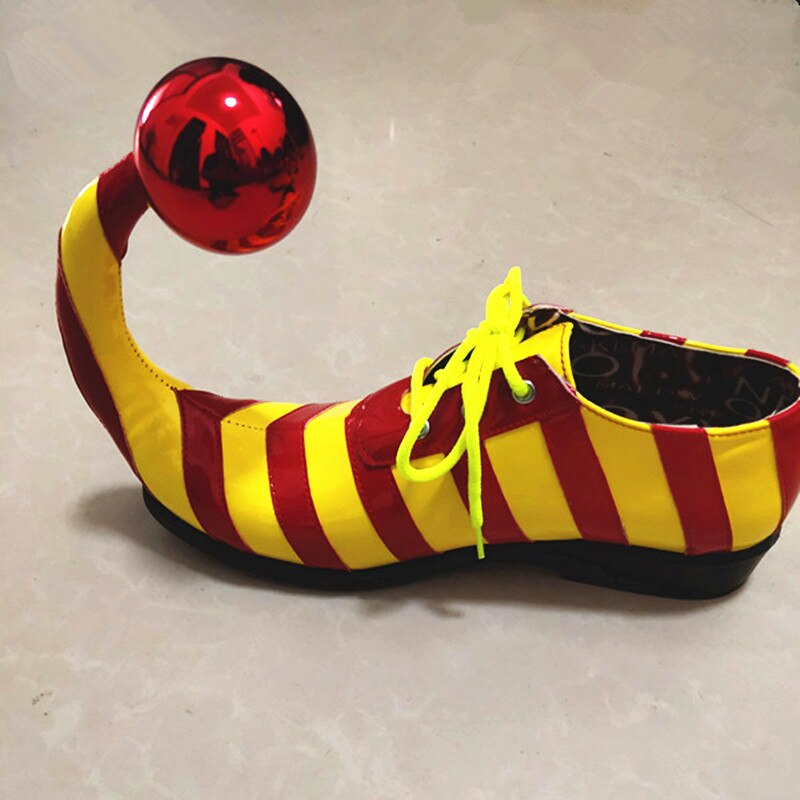 Streep Clown Schoenen Volwassen Mannen Cocked Grappige Schoenen Clown Make Joker Accessoires Masquerade Party Halloween Carnaval Cosplay: Bruin / 39