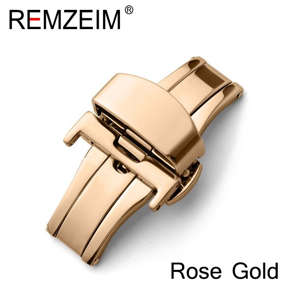 Armband 16mm 18mm 20mm 22mm 24mm Edelstahl Schmetterling Deployment Uhr Band Schnalle Feste Automatische taste Mit: Rose gold / 22mm