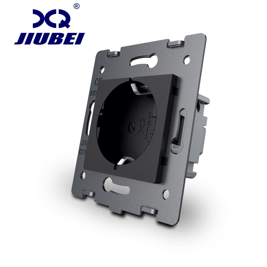 jiubei Socket DIY Parts, White Plastic Materials, EU standard, Function Key For EU Wall Socket, C7-EU11: Black