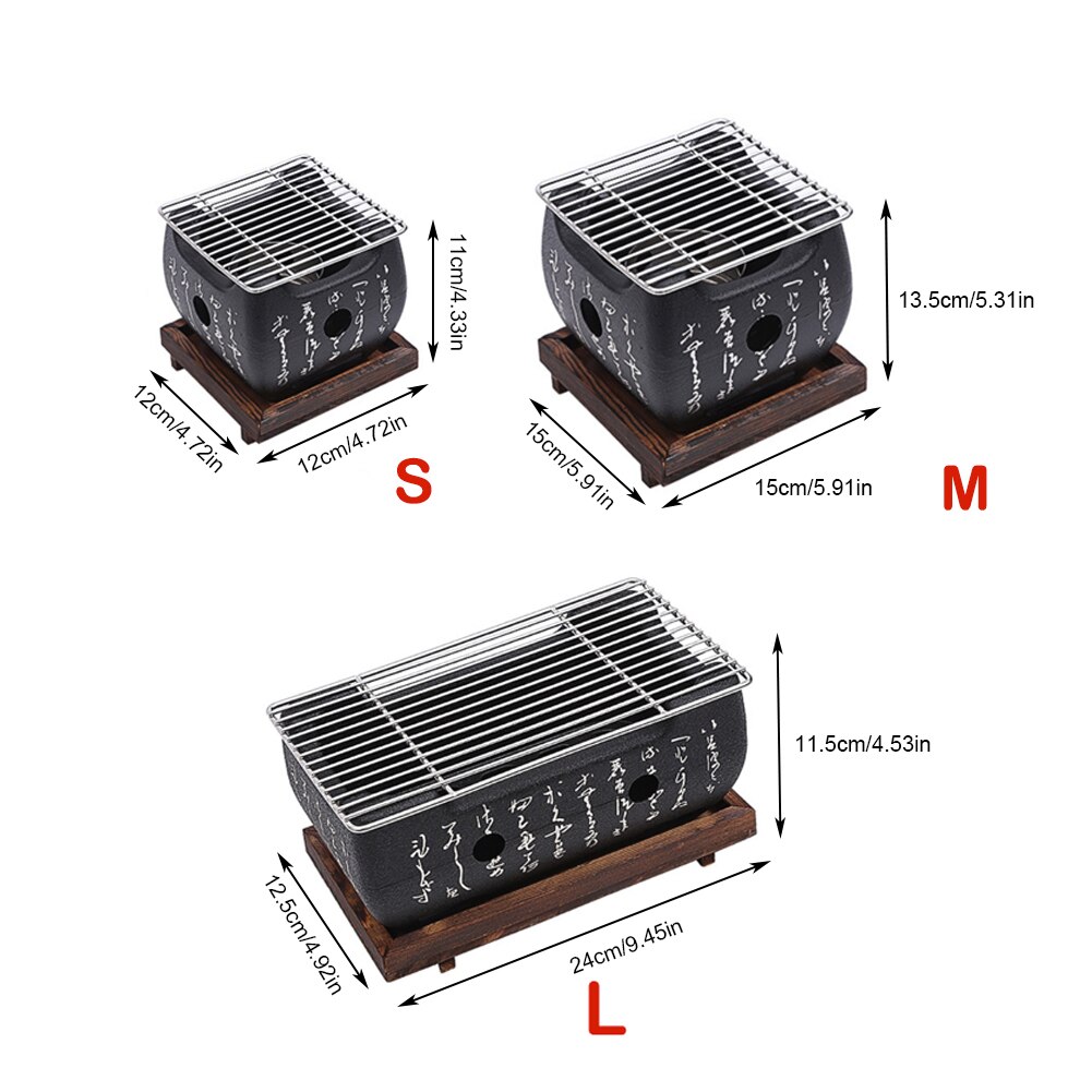 Barbecue de Style japonais, Grill de Table Portable, cuisinière à charbon de bois, avec support à fil et plateau de Base