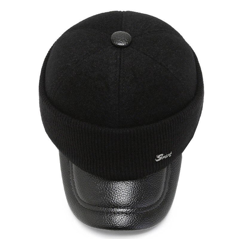 Gorra de esquí a prueba de viento para hombre, gorro de béisbol con orejeras, de lana, de Golf, Snapback, máscara de fieltro, protección para las orejas