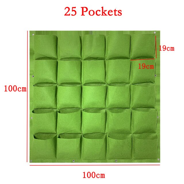 9/18/36/64/81 kieszenie do montażu naściennego worki do uprawy roślin do sadzarki truskawek pionowy ogród torba sadzonka ściana roślin: 25 Pockets 100x100cm
