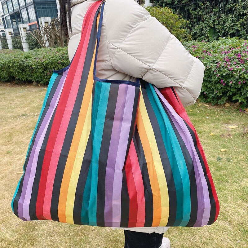 Grote Size Zware Boodschappentassen Herbruikbare Supermarkt Boodschappentas Handtas Opvouwbare Lady Schoudertas Machine Wasbare Oxford: 22021