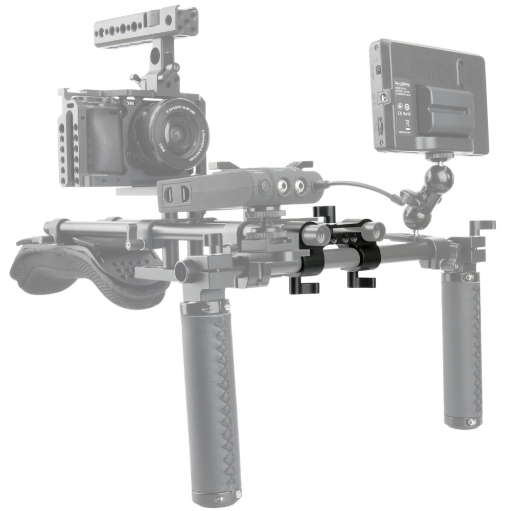 NICEYRIG 15mm DSLR Rod Clamp Dual to Single 90 Degree Railblock for Video Camcorder Camera DV/DC Shoulder Rig Support System