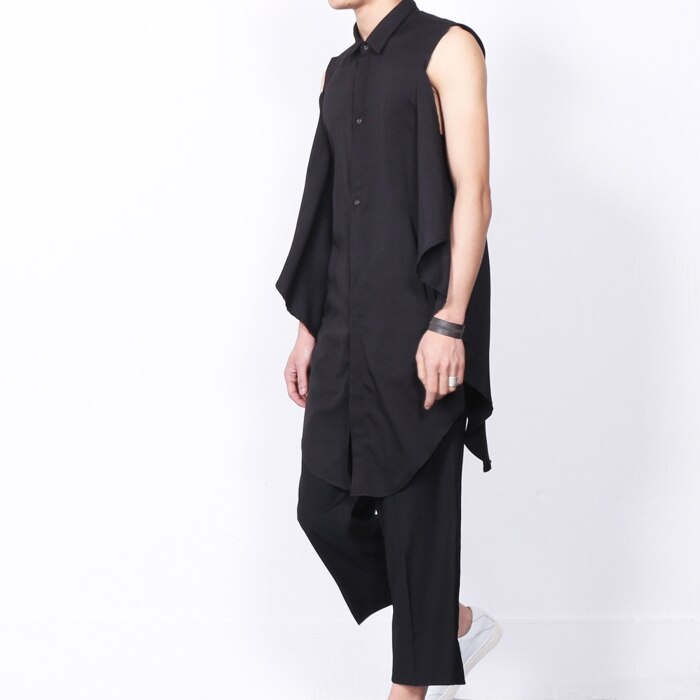 S-6XL men's clothing Hair Stylist GD Original Medium and long Sleeveless Shirt Coat plus size costumes