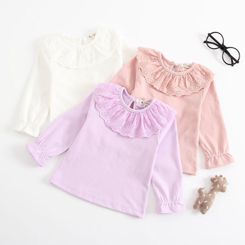 Lente Herfst Meisjes T-Shirts Met Lange Mouwen Wit T-shirt voor Meisje Katoenen Baby Peuter Kleding Meisje Shirts Kinderen Blouses tops