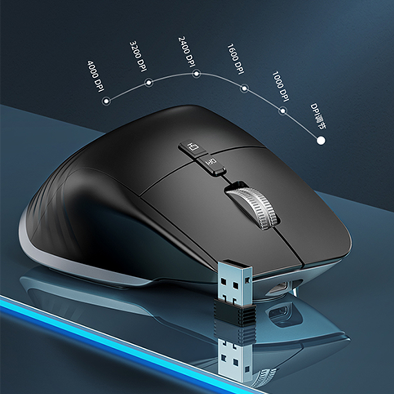 Ratón inalámbrico tipo C con Bluetooth 2,4G, recargable, silencioso, ergonómico, hasta 4000 DPI, para tableta, Macbook, portátil, Oficina de juegos