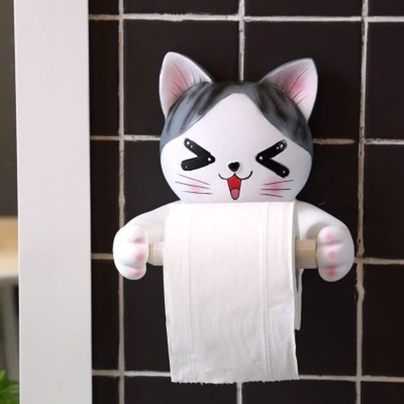 Grijze Hond Toiletrolhouder Wc Hygiëne Hars Lade Gratis Punch Hand Tissue Doos Huishoudelijke Papieren Handdoek Houder Reel Spool apparaat