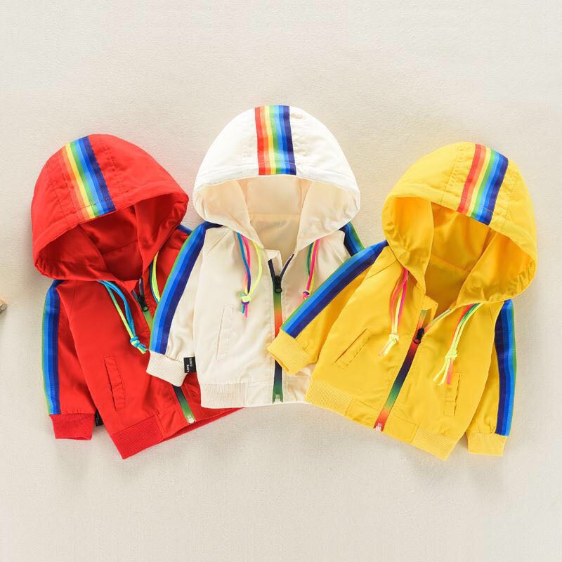 Jongens Meisjes Regenboog Jas Hooded Windbreaker Kinderen Jacket Voor Lente Herfst Kids Kleding Kleding Uitloper Baby Kleding