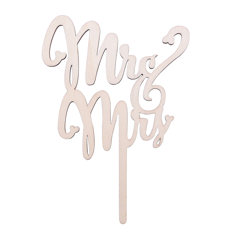 Pop Wedding Cake Topper Mr & Mrs Bridal Shower Wedding Anniversary Party Decorations Wooden Bride Groom Cake Decorating Tools: Fluorescence Yellow