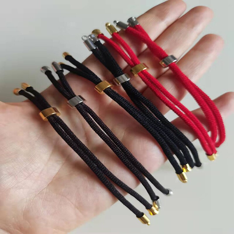 5 stk/parti 3mm svart rødt tau tilbehør justerbar lenke kjede for gjør-det-selv-koblinger sjarm armbånd smykkefremstilling
