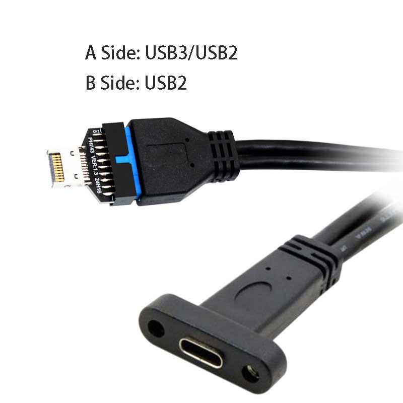 Type E to USB 19/20 PIN Converter Connect USB3 USB2 Type C Mainboard PC Case Front Panel to Type E Vertical Extend Adapter