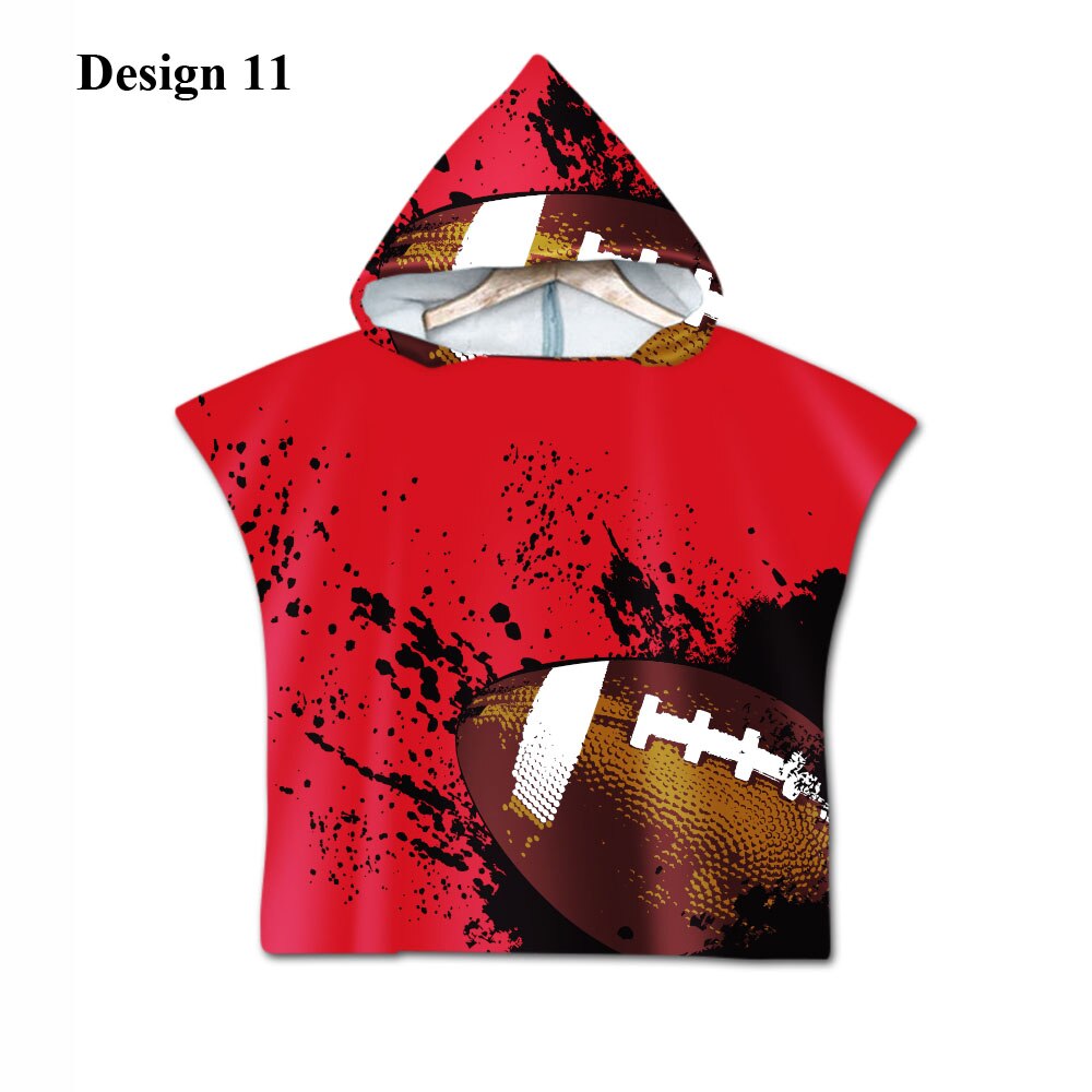 Novelty Sport American Football Rugby Baby Kids Kinderen Hooded Handdoek Zwembad Zwemmen Bad Strand Poncho Handdoek Cape: Design 11