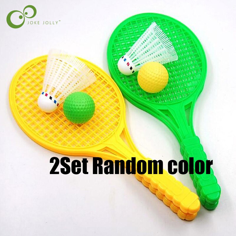 2 Set Strand Tennis Kinder Dual Tennis Schläger Ball Set Outdoor Sport Mini Badminton Schläger Für Kinder Strand Rack YJN: Default Title