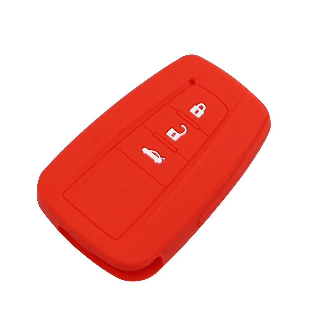 Carmilla Silicone Car Key Fob Cover Case for Toyota C-HR CHR Camry Prius Prado - 2 3 Buttons Remote Keyless Protector: 3 Button Red