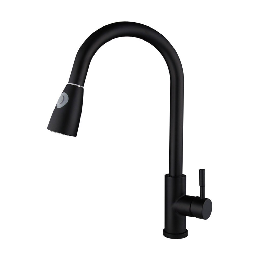 Mat zwart pull down trek keuken mengkraan met 2 functies