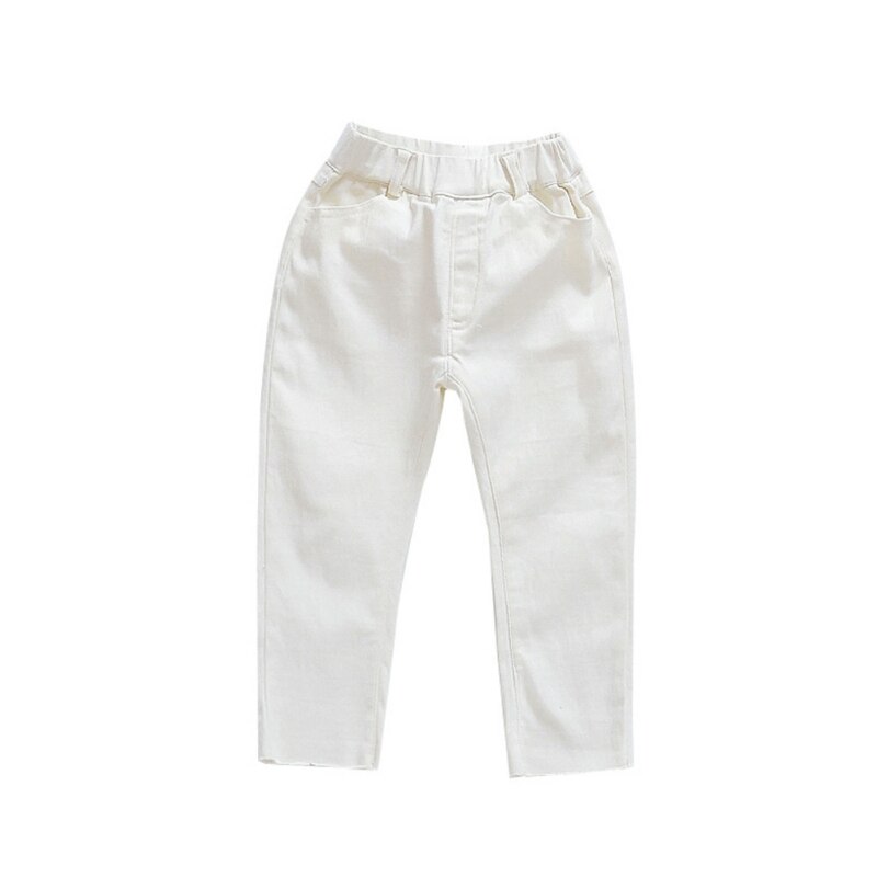 Frühling Herbst Baby Mädchen Zerrissene Jeans freundlicher Schlauch freundlicher Gebrochen See Hosen Weiß Farbe Mädchen Elastische Taille Denim Hosen: Weiß / 2T