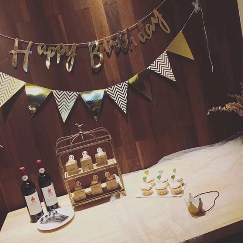 Banderas de feliz cumpleaños para decoración, banderines de dulces para Bar, suministros de boda, corona de Babyshower, guirnaldas, guirnaldas, decoración de , 12 Uds.