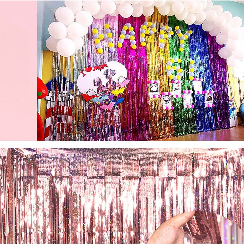 Glitter Curtain Foil Backdrop Birthday Party Wedding Decoration Background Party Wall Decoration Tassel Rain Silk Curtain
