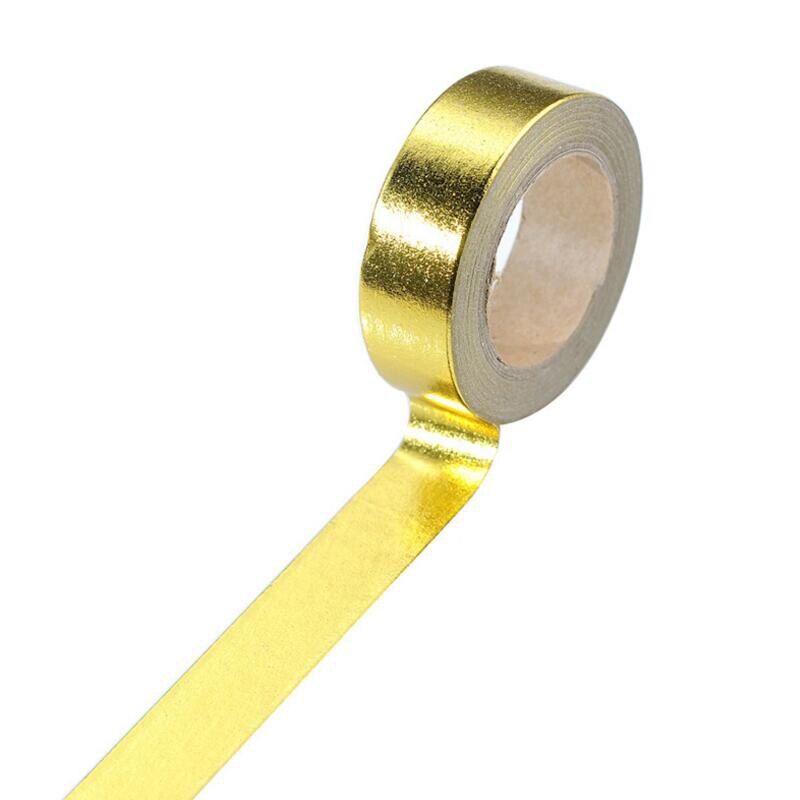 15mm*10m guldfolie washi tape sølv / guld / bronze / rose / grøn farve japansk kawaii diyscrapbooking værktøj maskeringstape