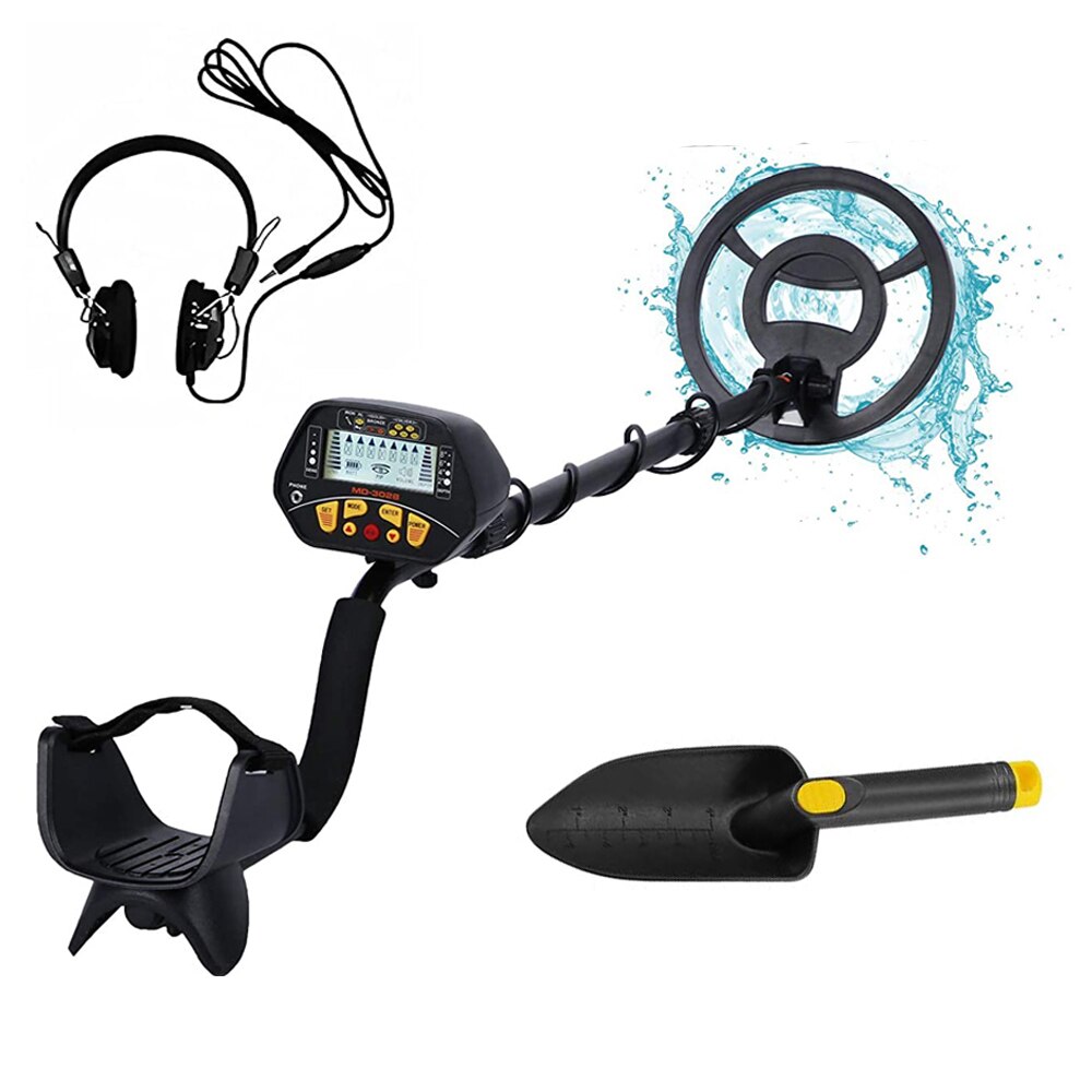 MD-3028 Detector de metales de alta precisión para adultos y niños, pantalla LCD con bobina de búsqueda impermeable de 8,5 ", función de Pinpoint y modo de disco: MD-3028BHS