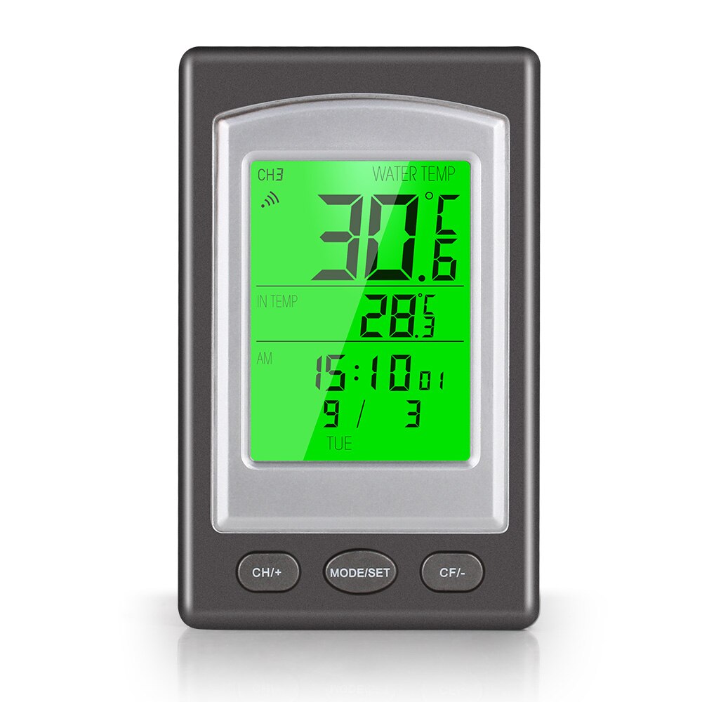 RZ Wireless Pool Thermometer Swim Spa Water Tub Home Temperature Meter Calendar Alarm Clock Waterproof Outside Sensor: Default Title