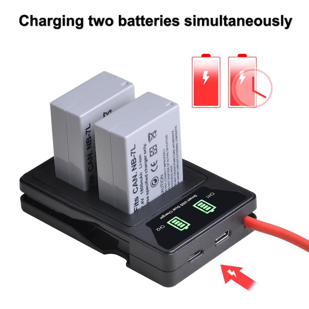 1800mAh NB-7L NB7L batterie avec LED NB 7L chargeur de batterie pour Canon PowerShot G10 G11 G12 SX30IS caméra