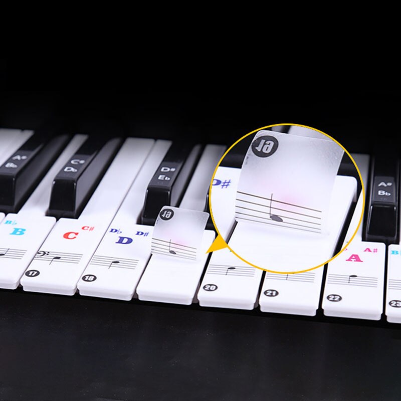 Transparent detachable music decal notes piano keyboard stickers 54/61 or 88-key electronic piano piano spectrum sticker symbol