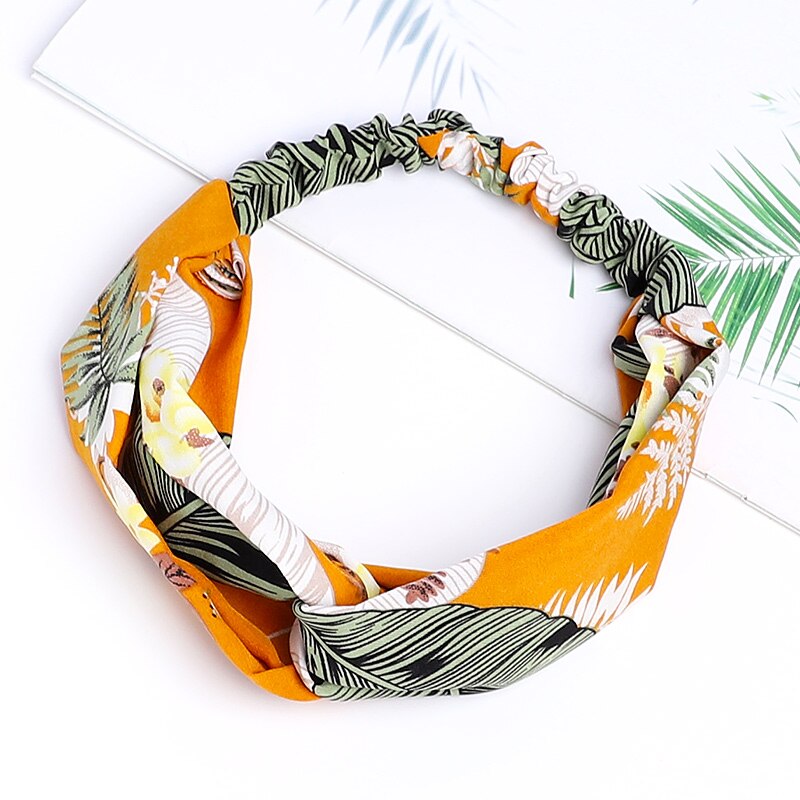 1pc vrouwen eenvoudige bloemen en bomen bos brede haarband doek knopen bladeren haarbanden kersen haar ring hoofdband voor meisje: 5