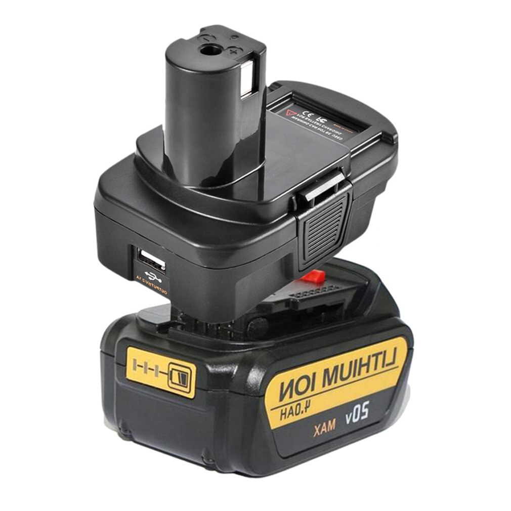 Dm18rl adaptador conversor de bateria usb dm20rob para ryobi converter dewalt 20v milwaukee m18 a 18v adaptador de bateria