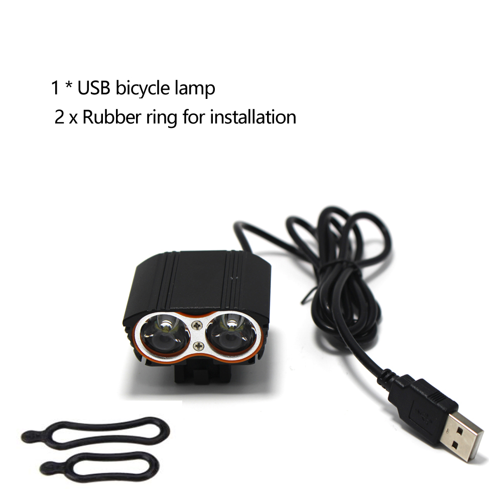 Vanntett sykkellykt foran, 4- modus lommelykt, usb-sykkellykt, 2*t6 lommelykter, kun lampe,  +8.4 v batteriboks: Blå