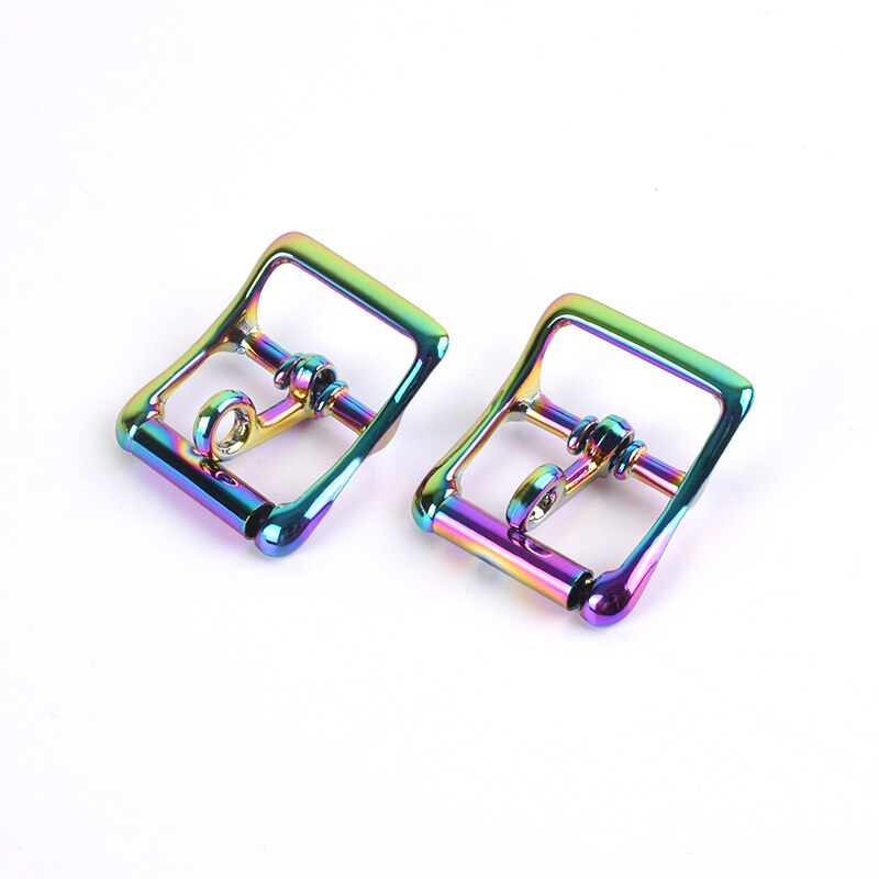 2pcs Rainbow Color Locking Tongue Roller Buckle, Metal Locking Buckle