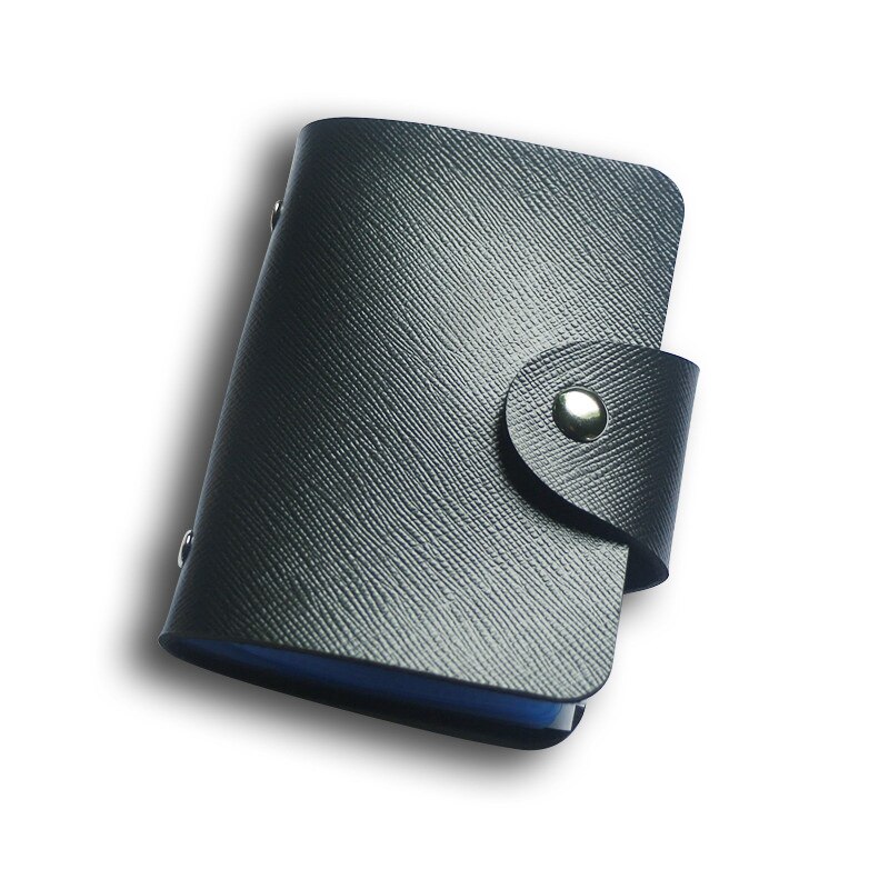 Porte-cartes de crédit 24 Bits, en PU, couleur unie, grande capacité, rangement, Clip, organisateur, étui pour identification, pochette: style 2 black